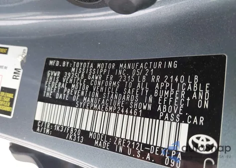 2021 Toyota Corolla Le from USA, damaged, VIN 5YFEPMAE6MP244461